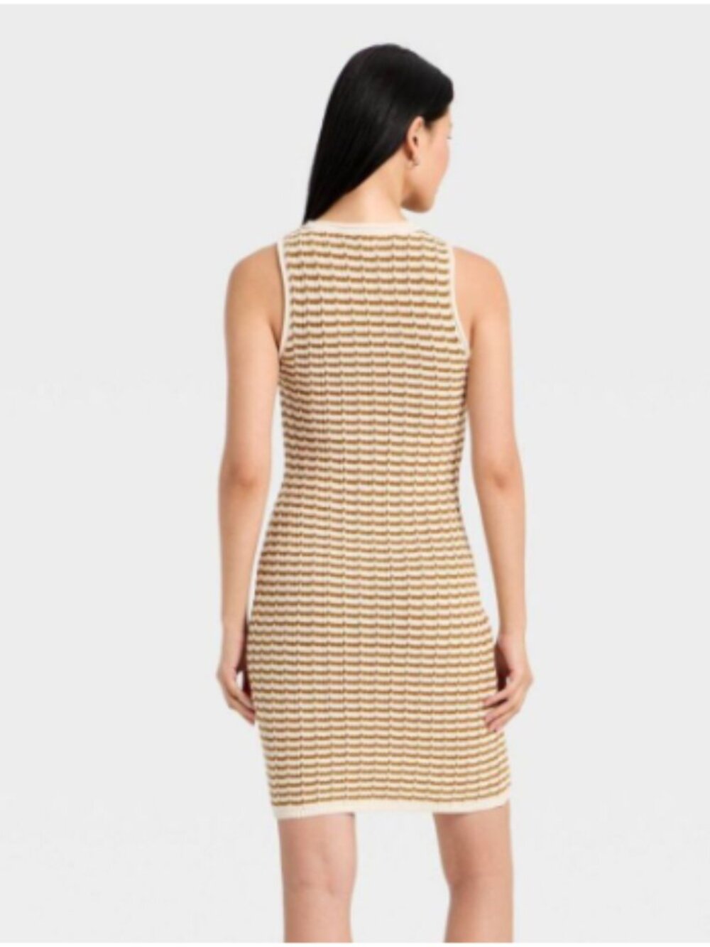NWT S brown and white striped sweater mini dress - Picture 2 of 2